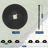 Landscape Edging Border Kit Includes 40 ft of Lawn Edging and 40 Spikes. This Garden Plastic Edging Border is Perfect for Landscaping, Flower Gardens, and lawns. (Black-40ft)