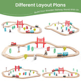 Tiny Land 39 Pcs Wooden Train Set for Toddler Ages3+ with Wooden Tracks