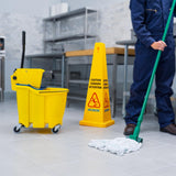 SPARTA OmniFit Mop Bucket System, Durable Mop Bucket, Side Press Wringer, and Soiled Water Insert, Floor Cleaning Essentials for Commercial and Home Use, 35 Qt Capacity, 1 Count, Yellow