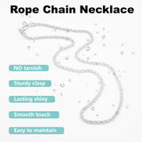 925 Sterling Silver Rope Chain 2.5mm Silver Chain Necklace for Men Women24