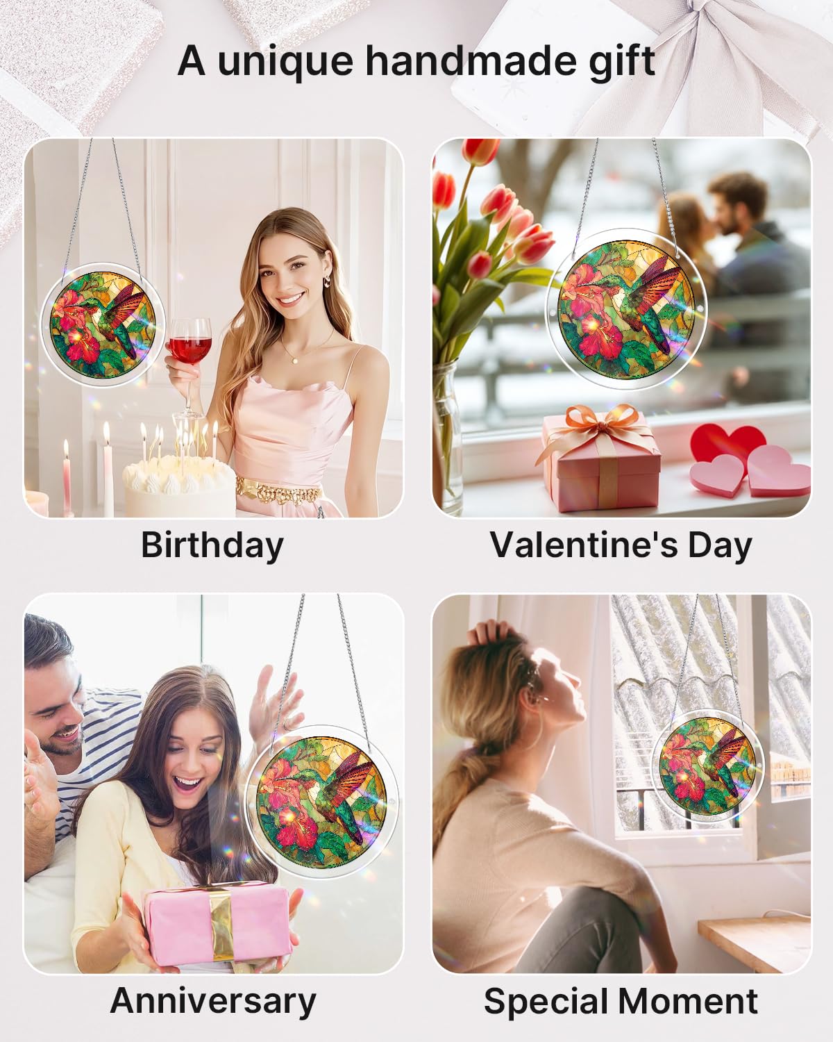 Acrylic Puzzle Suncatcher 83 Pieces, Emerald Flame Hummingbird Sun Catchers Puzzle, DIY SunCatchers Puzzles Window Hanging, Home & Garden Decor, 7.4 in