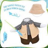 JcHrmers Fishing Porch Goose Outfits Fisherman Lawn Goose Clothes Fit 23" High Cement or Plastic Goose Statue for Outdoor Garden Yard Patio Decor