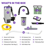 ProTeam Super Coach Pro 10 Backpack Vacuum Commercial with Telescoping Wand Tool Kit, 10 Quart, Corded, 107303