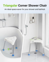 FULLOT Space-Saving Triangular Shower Chair for Elderly and Disabled, 400 lbs Adjustable Shower Stool Seat with Stable-Bracing, Non-Slip Bathtub Chair, Tool-Free Assembly, FSA/HSA Eligible
