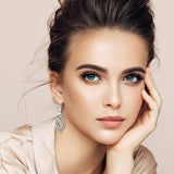 Bohemian Long Drop Dangle Earrings for Women, Chic Boho CZ Wedding Jewelry