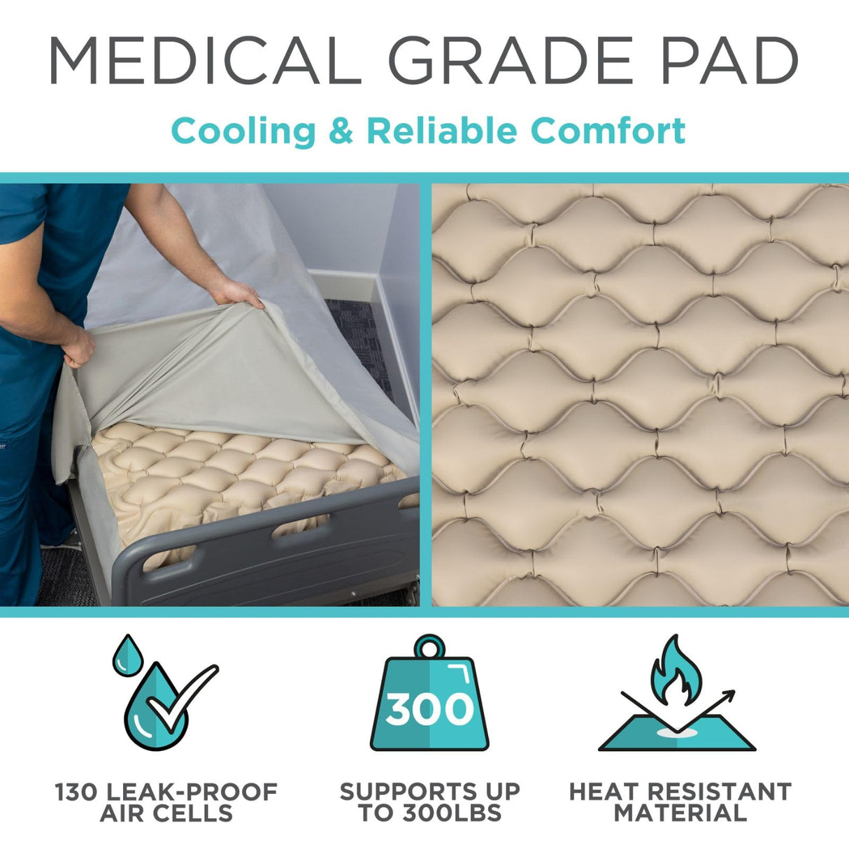 Vive Alternating Air Pressure Mattress Pad - The Original Bed Sore Prevention Solution - Hospital & Home Mattress Topper - Includes Waterproof, Heat Resistant Ulcer Cushion Pad & Whisper Quiet Pump