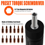 coobeast 13Pcs Preset Torque Screwdriver with S2 Bits, 1/4” Drive Torque Wrench Screwdriver Set for Maintenance, Tools, Bike Repairing and Mounting, Inch Pound Torque Range 10-70 In-lb