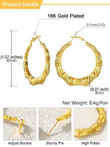 Party Jewelry 18K Gold Plated Lightweight Tube Bamboo Hoop Earrings for Women