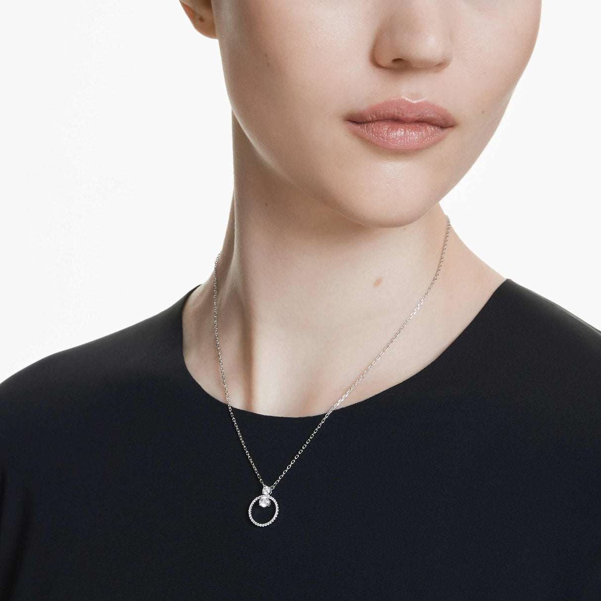Swarovski Constella Pendant, Pavé, Round Cut, Clear, Rhodium Finished