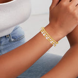 COLOYAN 10PCS Gold Beaded Stretch Bracelets for Women Stack