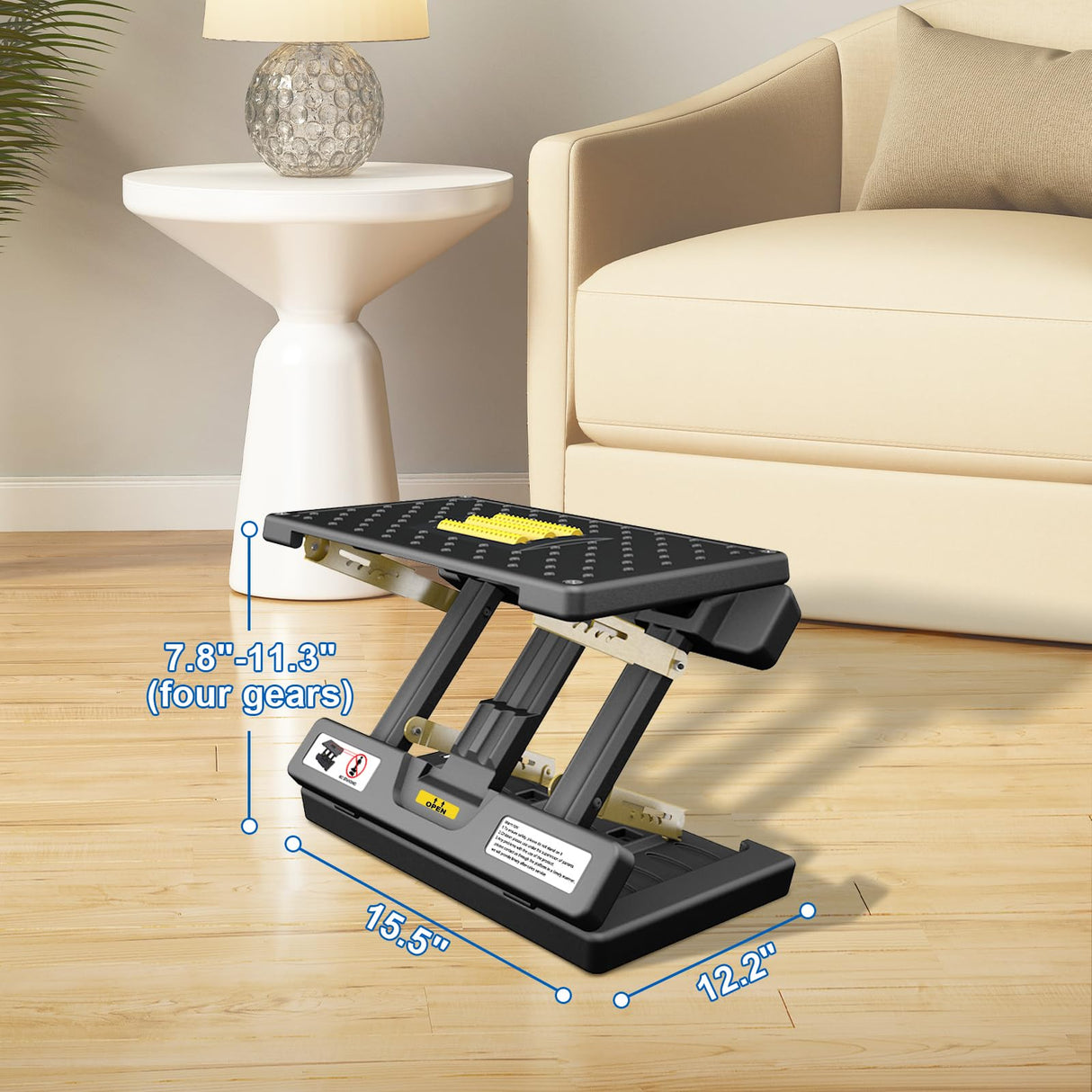 Arejonner Foldable Foot Rest, 12 Modes Adjustable Ergonomic Foot Rest for Office, Yellow