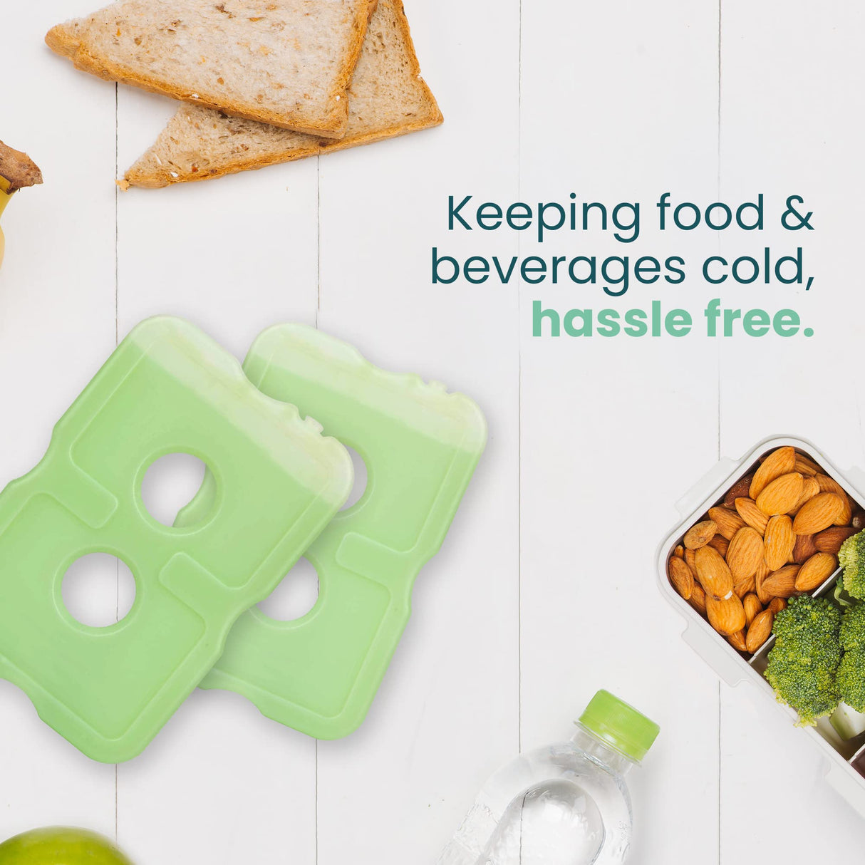 Healthy Packers Cool Pack, Slim Long-Lasting Ice Packs - Green Gel Ice Pack Great for Coolers or Lunch Box (8-Pack)