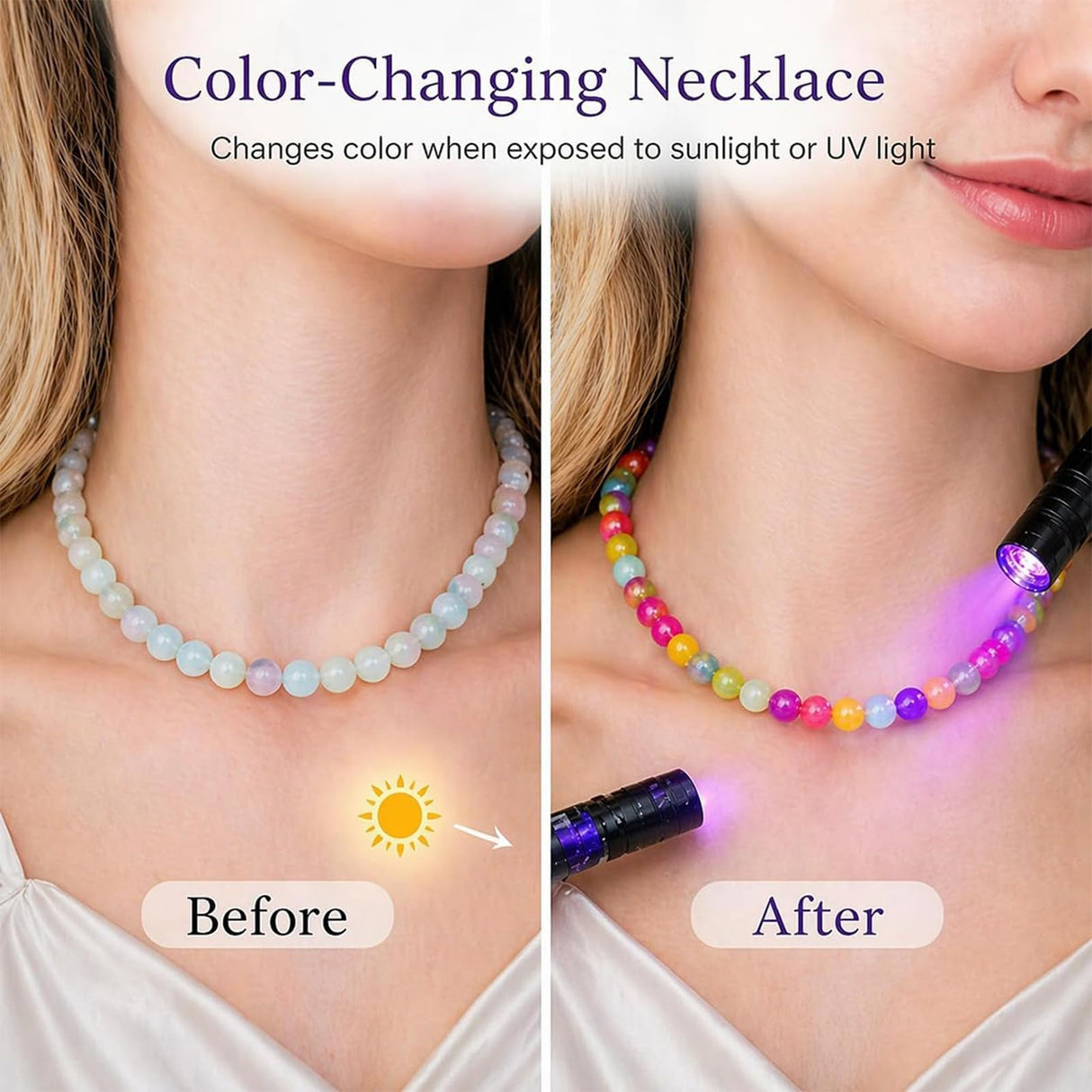 Dopamine Necklace Color Changing Beads Necklace Set Fun Jewelry Accessories