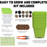 Meekear 10 Herb Seeds Garden Starter Grow Kit with Green Pots, Markers, Soil Discs, Watering, Herb Clipper, Complete Indoor Potted Plant Growing Set for Kitchen DIY