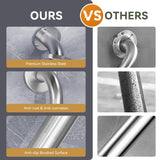 AmazerBath Shower Grab Bars for Seniors Anti Slip, Bath Safety Grab Bar for Needy, Stainless Steel Bathroom Safety Grab Bars, Thickened Bar Bigger Base Holds 500LBS, 16"L x 1.25"D, Brushed Nickel