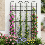 PICNICNI Black Garden Trellis, 71x21 Inch Metal Arch Decoration with Rustic Iron & Black Coating, 2 Pack Outdoor Plant Support for Climbing Roses, Vines, Flowers, Vegetables