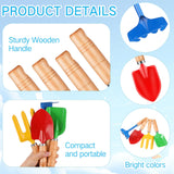 Motionchic 24 Pcs 8" Kids Gardening Tools, Metal Beach Sandbox Digging Toys with Wooden Handle, Including Shovel, Rake, Fork and Trowel, Garden Sand Snow Tools for Children Gift Outdoor Gardening