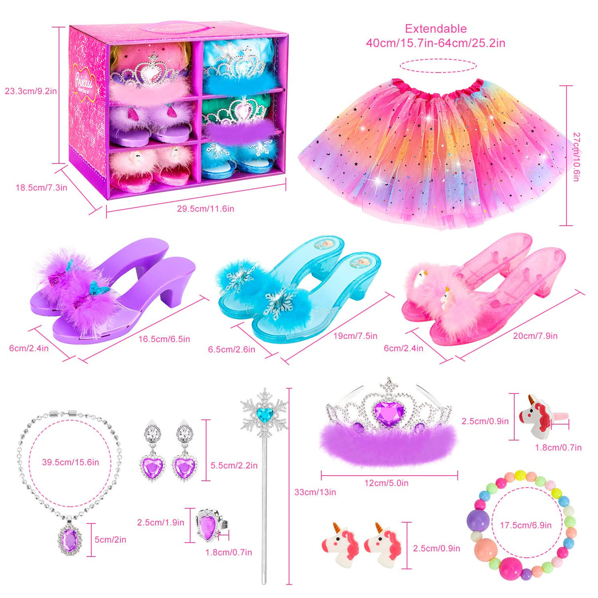 HAMSILY Princess Dress Up for Girl 3 4 5 6 Years Old Birthday Gifts Toys