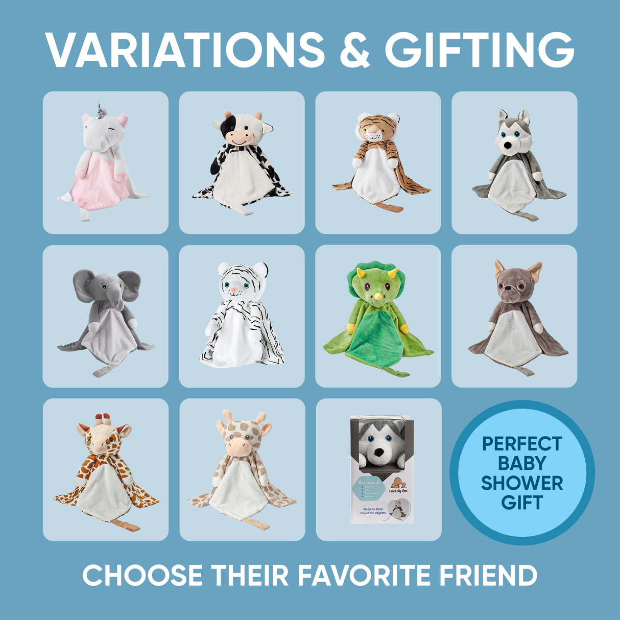 Love By Emi Sleep Soother White Noise with Heartbeat Tiger Plush & Lullaby, 4-in-1 Sound Machine, Security Blanket, Pacifier Holder, Baby Gift Registry Essential for Newborns, Infants & Toddler