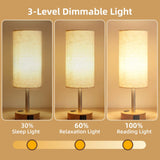 Fitfull Table Lamp for Nightstand, High-Sensitivity Touch, 3-Level Dimmable Bedside Lamp with AC Outlet | USB | and USB-C, Ideal Night Stand Lamp for Bedroom, Reading, Living Room(Warm&Wooden)