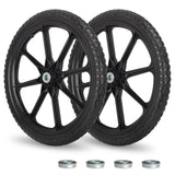 GICOOL 20" Flat Free Tire and Wheel, with 3/4" & 5/8" Bearing, 2.45" Centered Hub, Replacement Wheel For Rubbermaid Wheelbarrow, Garden Yard Cart, 2 Pcs