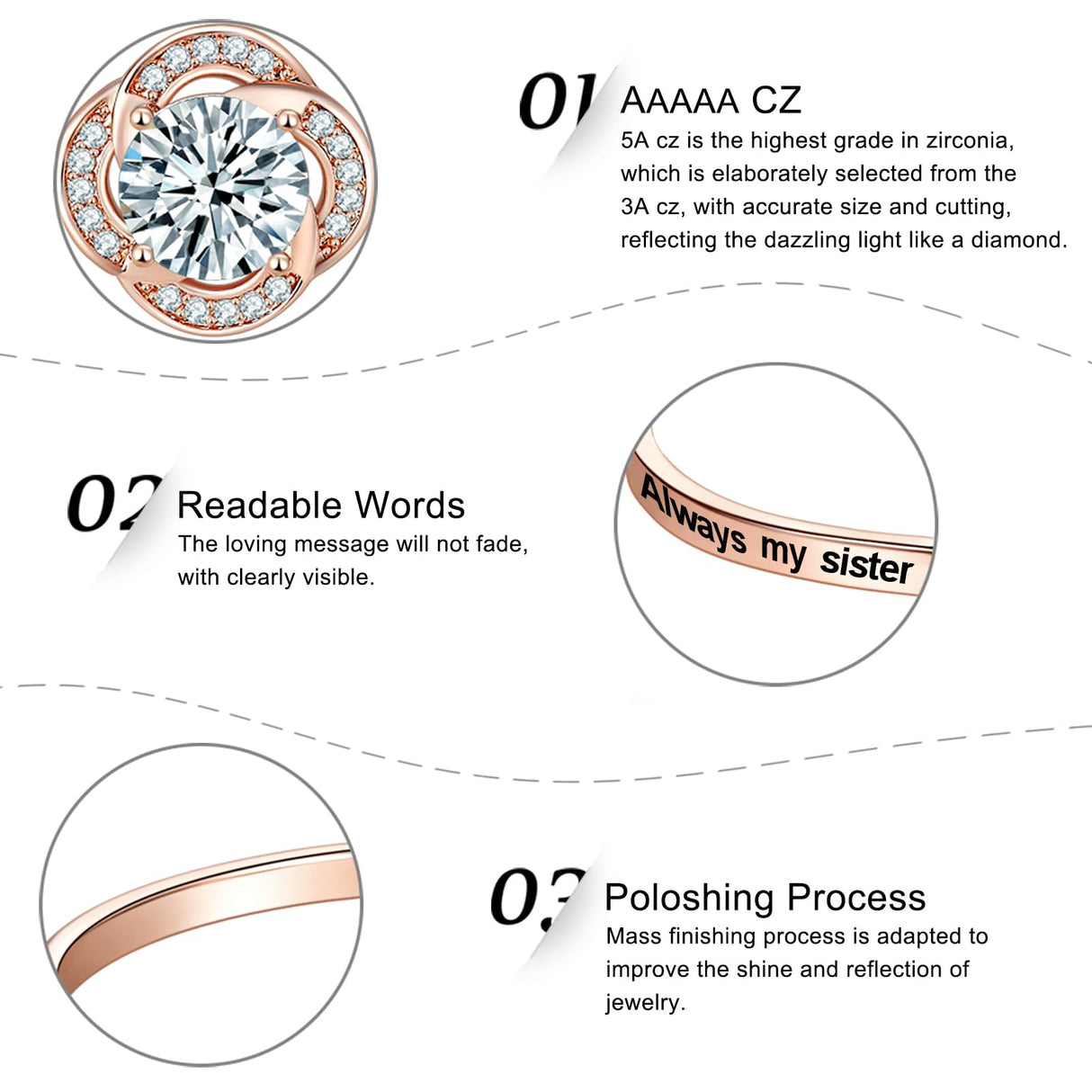 Aihitero Christmas Sister Gift, Flower Bangle Bracelet with 'Always My Sister Forever My Friend' Message, Rose Gold Women Jewelry, Valentines Day Xmas Birthday Present from Bestie BFF Sibling Brother