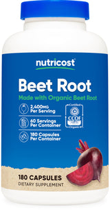 Nutricost Beet Root 2400mg, 180 Capsules - CCOF Certified Made with Organic Beet Root, Superfood, 60 Servings