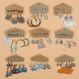 JMScape 45 Pairs Boho Vintage Drop Dangle Earrings Set for Women, Fashion Bohemian Earrings National Style Tassel Eardrop Hollow Bronze Waterdrop Leaf Jewelry for Valentine's Day Gifts