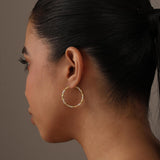 LeCalla 925 Sterling Silver Hoop Earrings 14K Two-Tone Lightweight Italian Design Medium Earrings for Women - 30MM