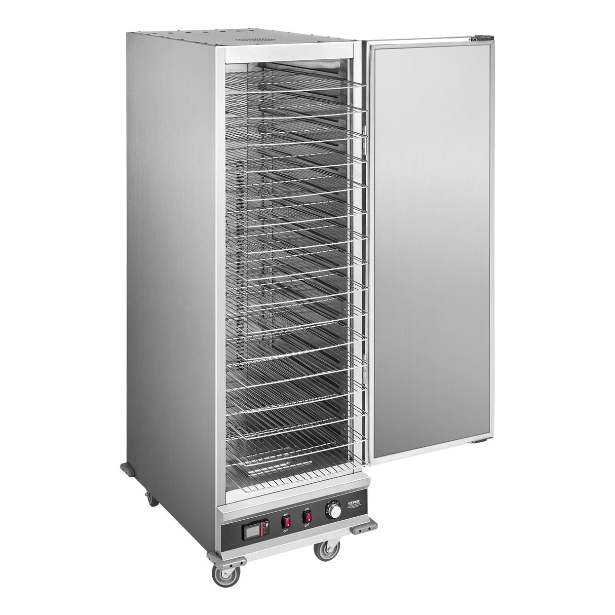 VEVOR Hot Box Food Warmer, 16-Tier Large Concession Warmer with Water Tray, Single-door and Adjustable Shelves, Stainless Steel Food Warmer Cabinet, Ideal for Storing Pizza, Chicken, Restaurant