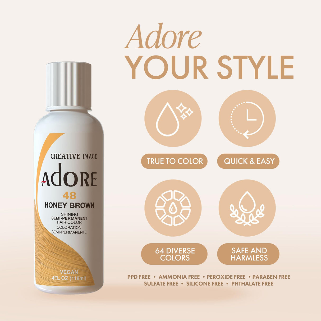 Adore Semi Permanent Hair Color - Vegan and Cruelty-Free Pink Hair Dye - 4 Fl Oz - 140 Neon Pink (Pack of 1)