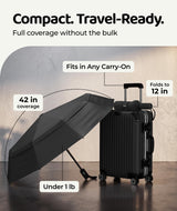 Windproof Travel Umbrella - Compact & Withstands Winds up to 100MPH, Strongest Premium Auto Folding Umbrella for Rain and Sun - Durable, Light & Portable for Women & Men, Fits Backpack & Cars