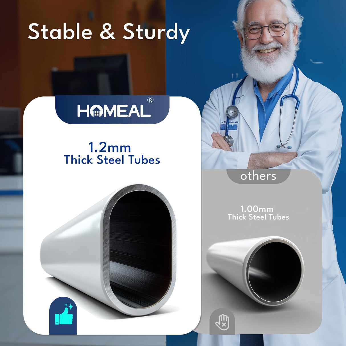 HOMEAL Bed Rails for Elderly Adults Safety - Height Adjustable Bedside Assist Rails for Seniors, Stable Bed Cane Guard Railings with Non-Slip Ergonomic Handle Bar and Storage Pocket (Grey)