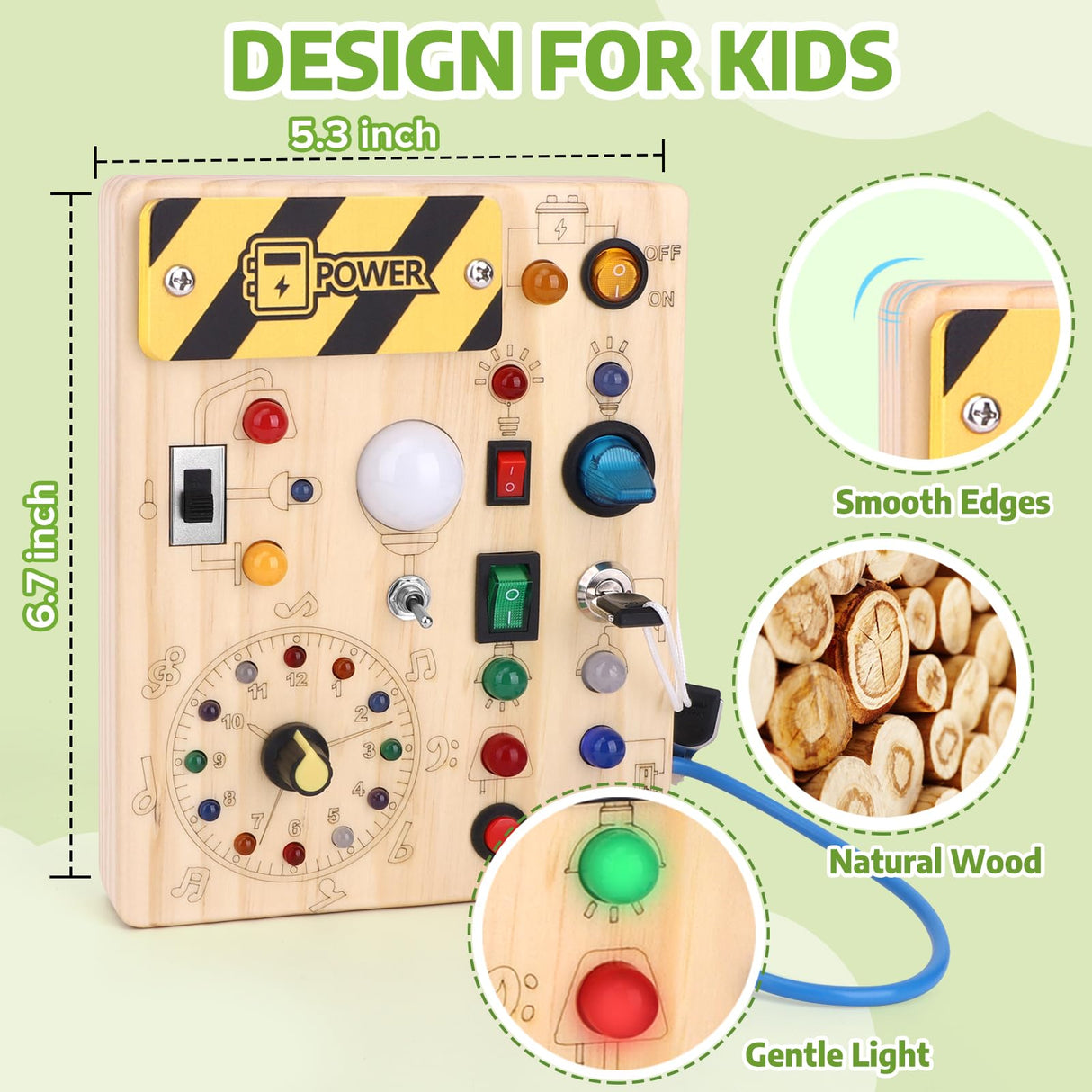 wakeInsa Montessori Busy Board,Montessori Toys for 1-3 Years Old,Baby Sensory Board,Preschool Learning Activities,Wooden Toys for Toddler,Christmas & Birthday Gift for Boys & Girls