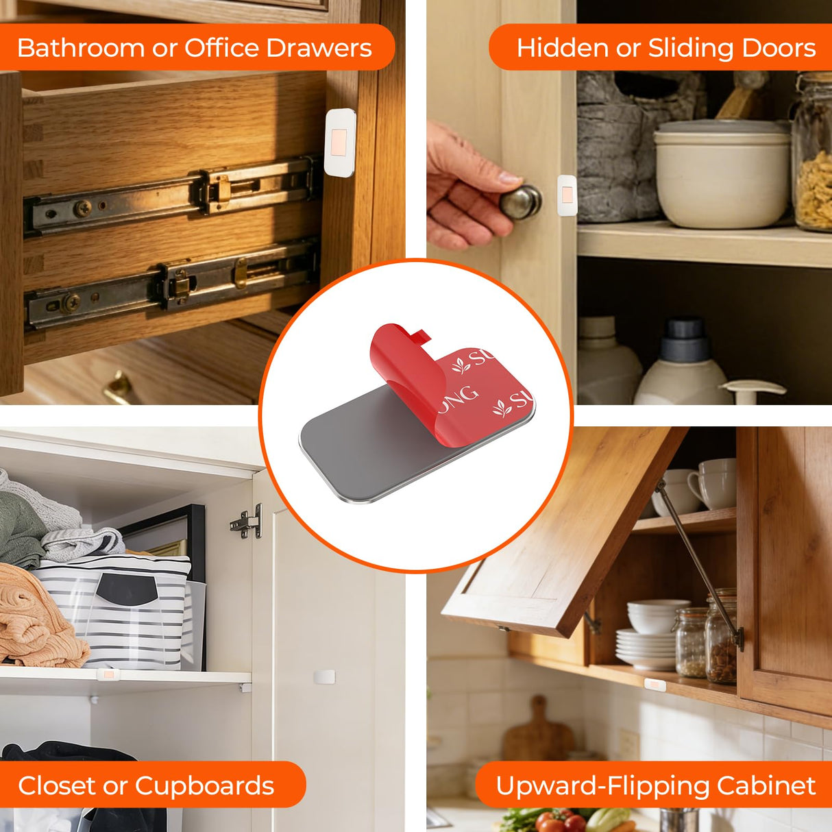 SUESONG 12 Pack Magnetic Cabinet Door Catch, Cabinet Magnets for Closure