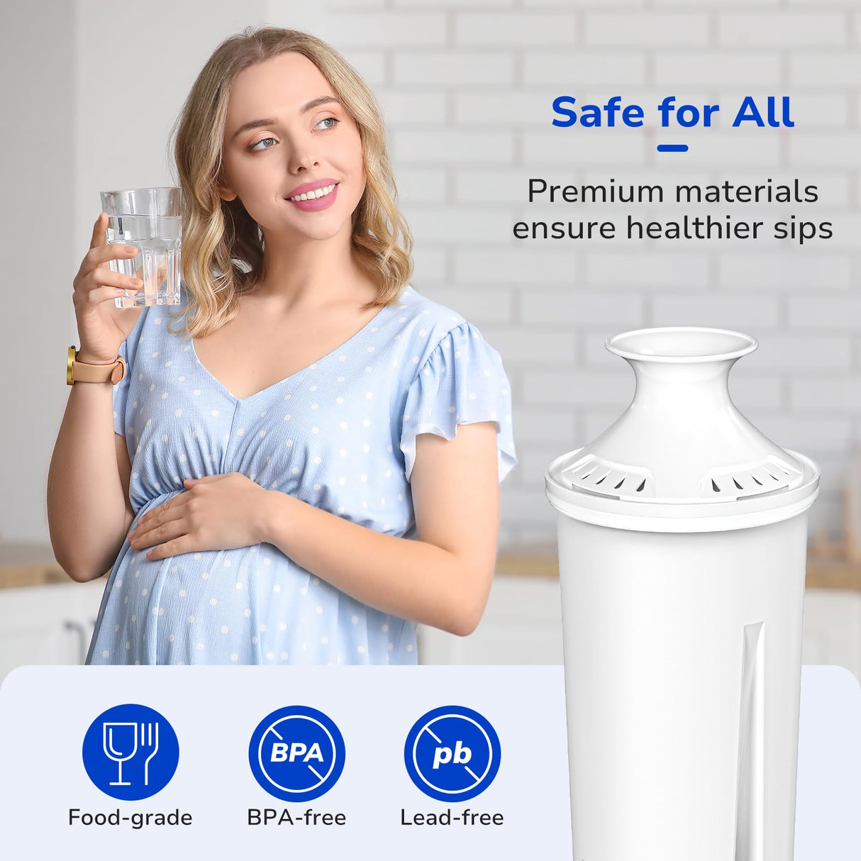Fil-Fresh 6-Pack Replacements for Brita Water Filter, Pitchers and Dispensers, NSF 53&42 Certified to Reduce Cadmium, Mercury, Copper, Zinc, BPA free, Lasts 2 Months or 40 Gallons