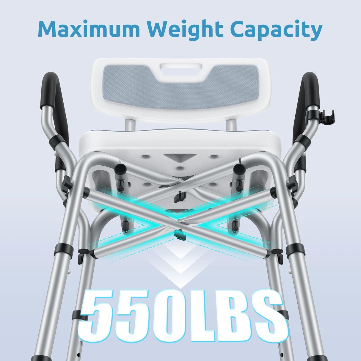 Shower Chair for Inside Shower, BRITULIF 550 lbs Heavy Duty Shower Chair for Elderly and Disabled, Shower Seat FSA/HSA Eligible, 6 Height Adjustable, Ideal for Adult and Senior Bathroom Needs