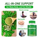etheray Moringa Capsules, Pure Moringa Powder 800mg per Serving - Rich in Antioxidants Multi Minerals & Vitamins | Green Superfood - Supports Energy, Skin Health, Gut Health - 60 Capsules