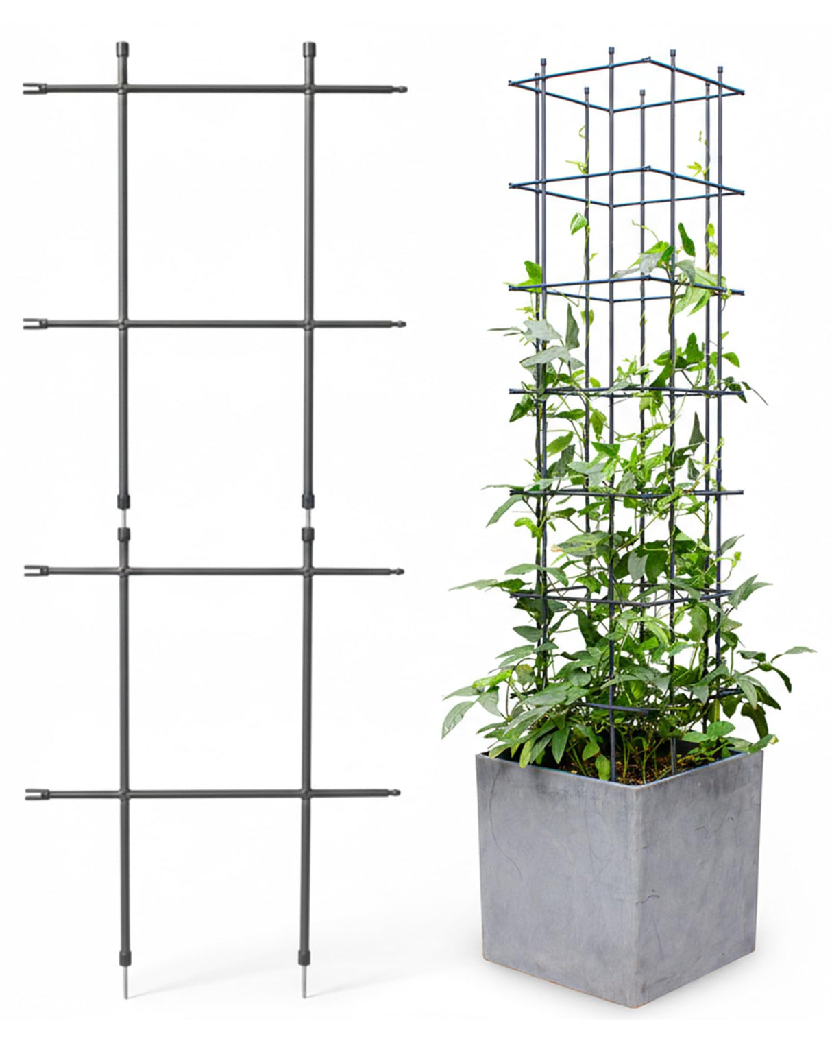 DAIM Multi Link Trellis Plant Support Garden Trellis for Climbing Plants Outdoor Plant Supports for Indoor Plants Stackable Fence Tower Modular L or V-Shape for Balconies & Gardens, Gray, 16 Pieces