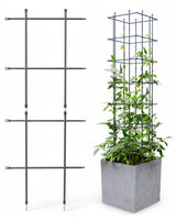 DAIM Multi Link Trellis Plant Support Garden Trellis for Climbing Plants Outdoor Plant Supports for Indoor Plants Stackable Fence Tower Modular L or V-Shape for Balconies & Gardens, Gray, 16 Pieces