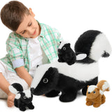 MaoGoLan 4Pcs Giant Skunk Stuffed Animal, Kawai Mother Skunk Plush Toy with 3 Small Baby Skunk Plushies Inside, 22" Snuggle Stuffed Skunk for Kids Woodland Animal Lovers, Christmas Birthday Gift