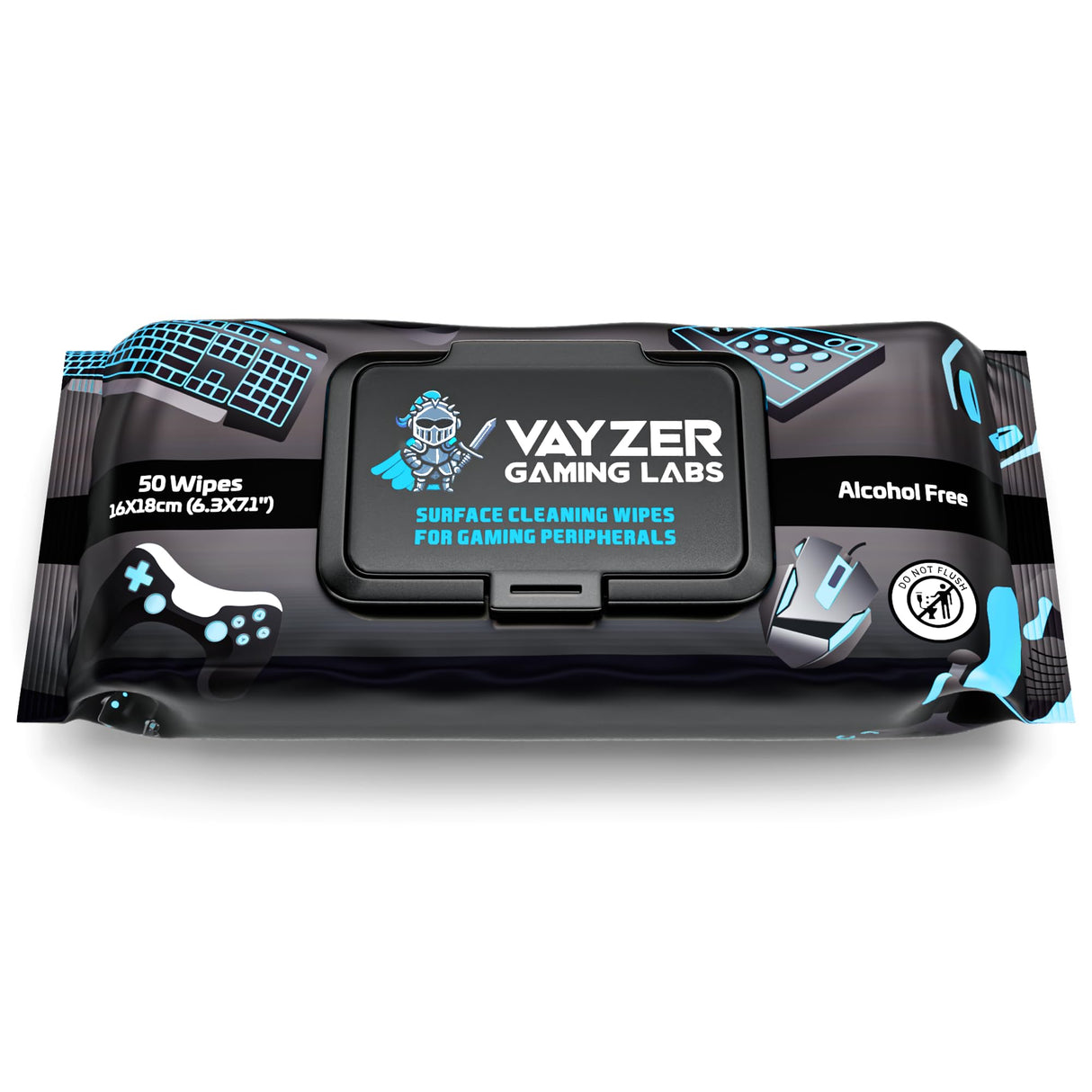 Vayzer Gaming Labs Gaming Peripheral Wipes, Keyboard Cleaner & Electronic Wipes, Safe for Controllers, Keyboards, Laptops, PCs & Mice – Alcohol-Free, Unscented, Paraben-Free, Cleaning Wipes - 50 Pack