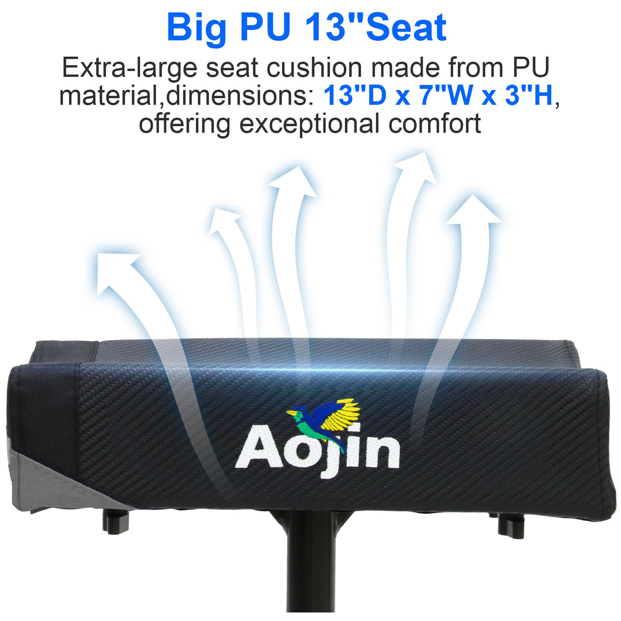 Aojin Knee Scooter, 300lbs Capacity, 13" Big PU Seat, All Terrain Foldable Knee Scooter Walker with Bag for Foot Injuries Compact Crutches Alternative (Black)