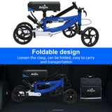 Aojin Knee Scooter, 300lbs Capacity, 13" Big PU Seat, All Terrain Foldable Knee Scooter Walker with Bag for Foot Injuries Compact Crutches Alternative (Blue)