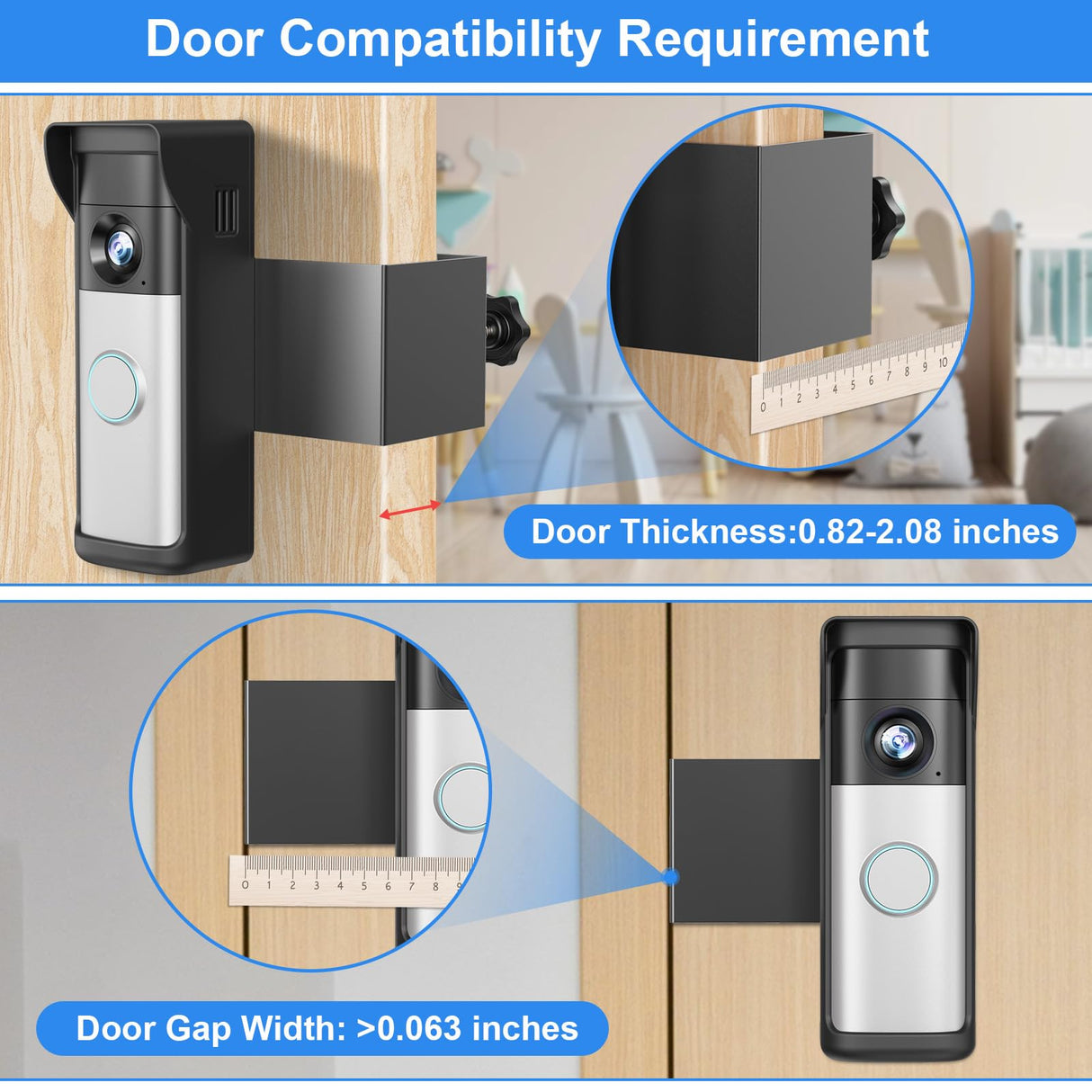 Anti-Theft Doorbell Mount Compatible with Ring Newest 2026 Battery Doorbell/Plus/Pro, No Drill Wireless Video Camera Doorbell Bracket with Rain Cover for Apartment Rental, Not for Security Door