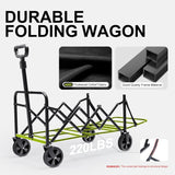 TANSTRIDER Collapsible Wagons Carts Foldable with Extended Tailgate, Folding Wagon Cart on Wheels, Portable Heavy Duty Shopping Carts for Groceries, Apartment, Garden, Camping, Sports,Outdoor (Black)