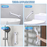 Grab Bars for Bathtubs and Showers, 2 Pack Shower Handle 16 Inch Strong Suction Shower Bar, Safety Bars for Shower Chair, Bathroom Grab Bar for Senior (Gray White)