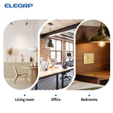 ELEGRP Matte Champagne Gold Single Pole Decorator Light Switch, 15A 120-277V, Paddle Rocker Switch, On/Off Wall Switch, Self-Grounding, Residential Grade, with Mid Wall Plate, UL/CUL, 2 Pack