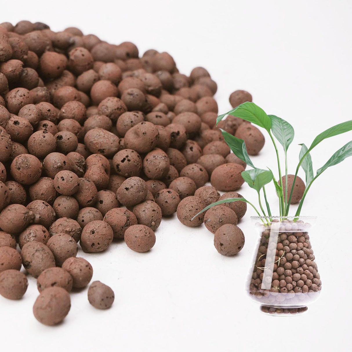 Pulovin 15 lbs LECA Clay Pebbles for Plants, 4-16mm LECA Balls for Indoor Plants Drainage, Hydroponics, Aquaponics, Natural Clay Balls for Soil Root Development, Orchid Potting Mix