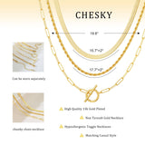 CHESKY 14K Gold Plated Layered Chain Necklace Set
